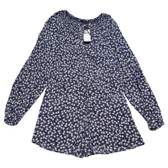 Polo Ralph Lauren Daisies Floral Print Romper Puffed Sleeve Siz 6 Blue Multi NWT - Picture 3 of 16